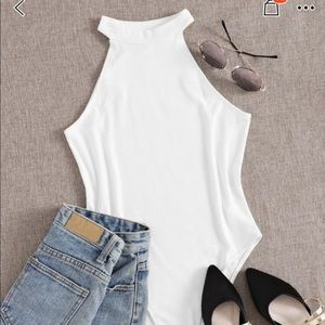 White Halter Bodysuit
